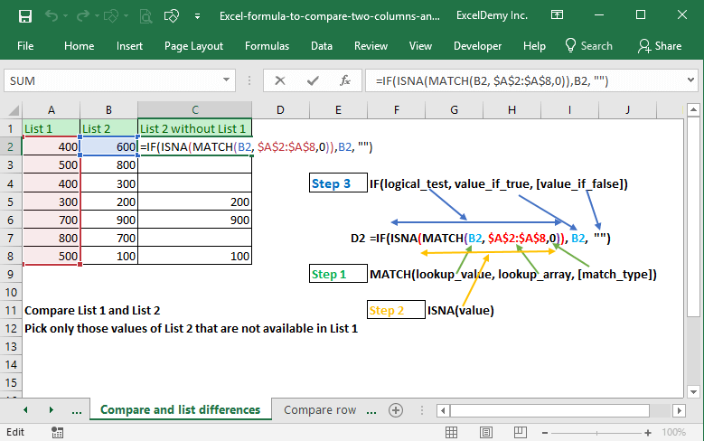 excel formula to match two columns and return a value